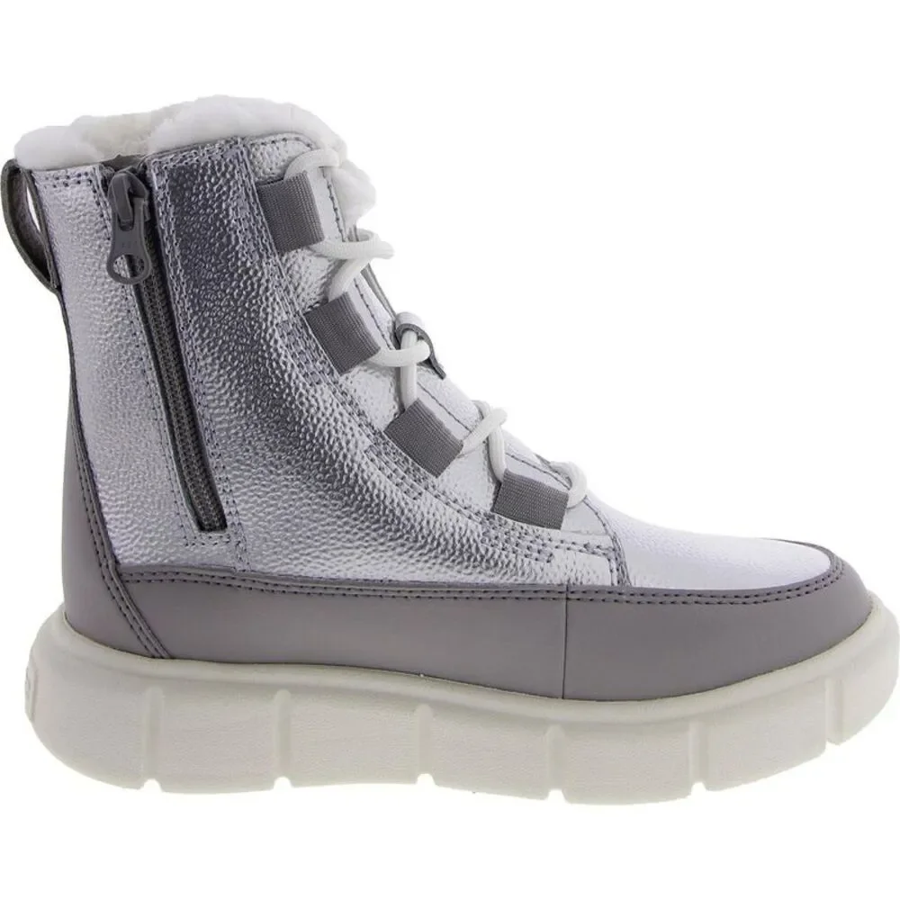 Sorel Girls Youth Sorel Explorer II Lace WP Silver Faux Leather Zipper NWT_2